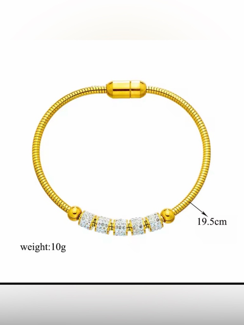 Gold Plated Bracelet with Pave Crystal Spacer Beads - Picture 6 of 6
